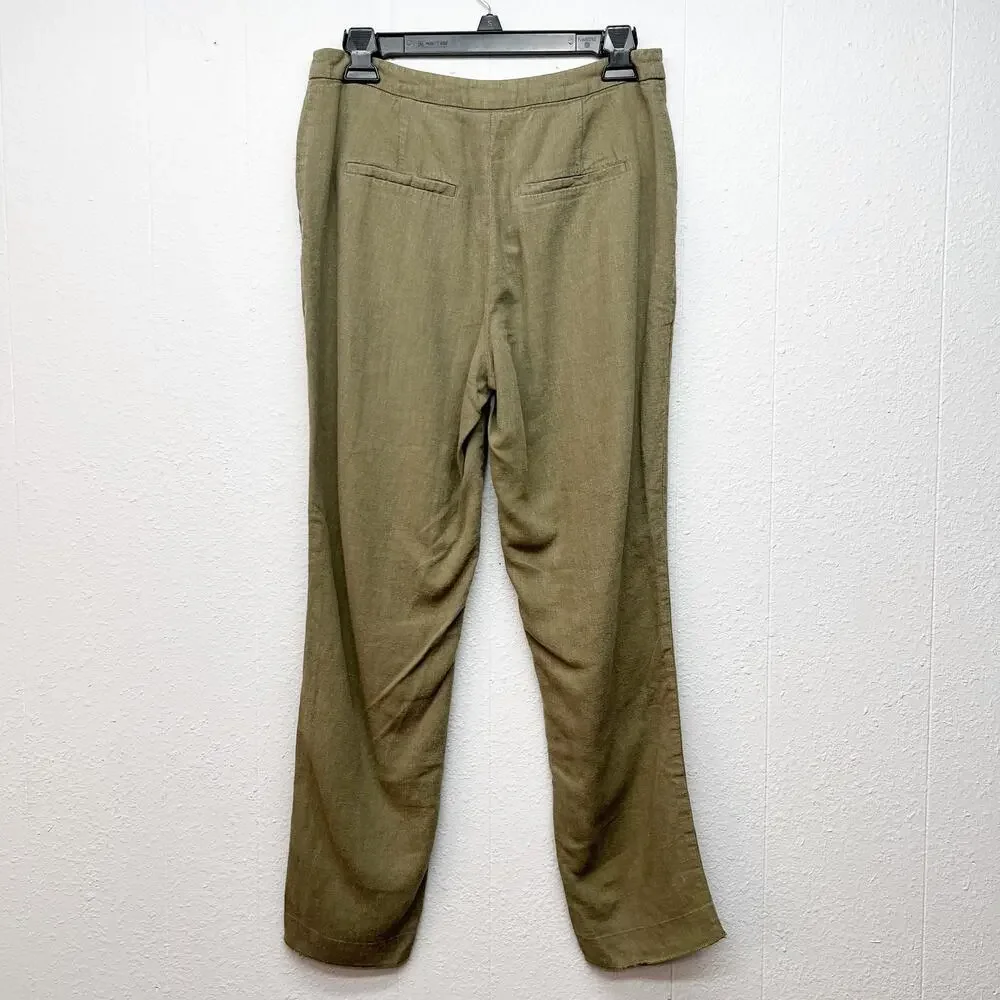 H&M Linen Blend Pants Womens 6 Beachy Coastal Vacation Workwear Office Career
